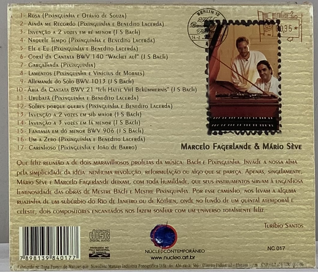 Mário Sève & Marcelo Fagerlande – Bach & Pixinguinha (CD usado